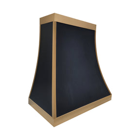 Fobest Custom Black Stainless Steel Range Hood with Brushed Brass Accents FSS-619