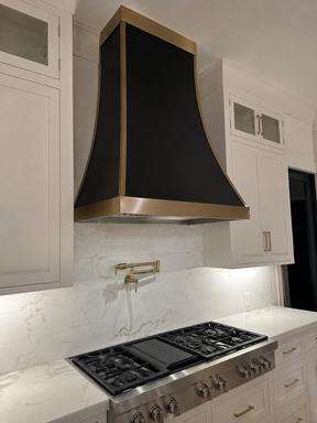 Fobest Custom Black Stainless Steel Range Hood with Brushed Brass Accents FSS-619