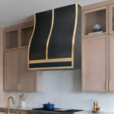 Fobest Custom Black Stainless Steel Range Hood with Brushed Brass Accents FSS-643