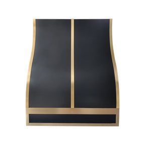 Fobest Custom Black Stainless Steel Range Hood with Brushed Brass Accents FSS-643