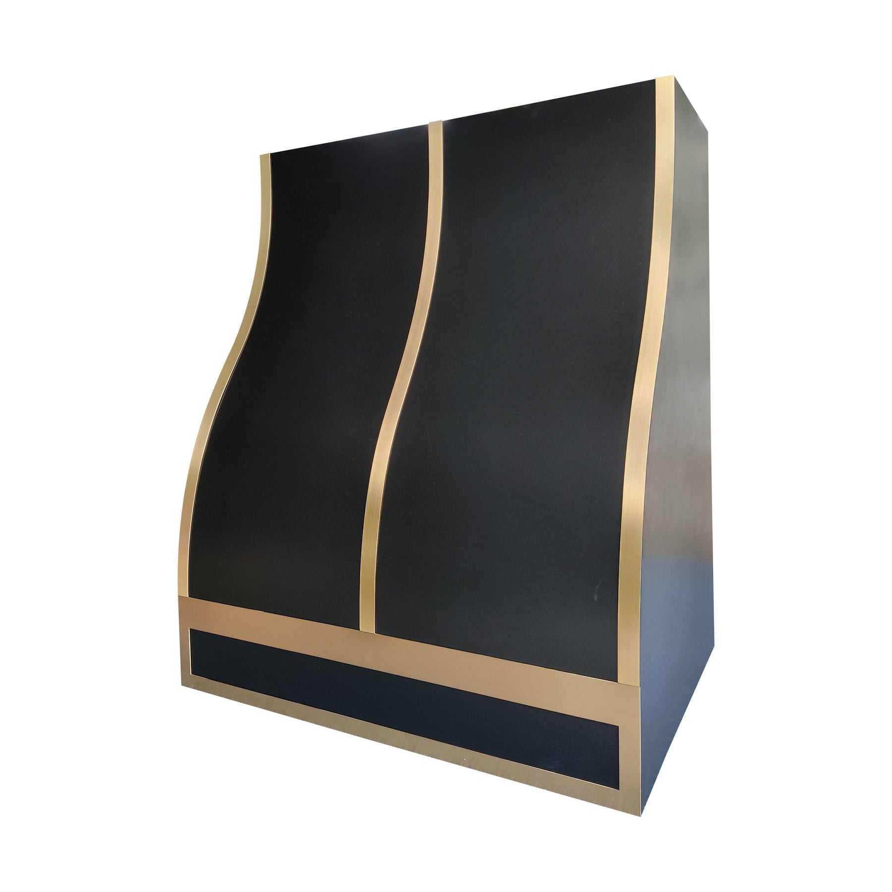 Fobest Custom Black Stainless Steel Range Hood with Brushed Brass Accents FSS-643