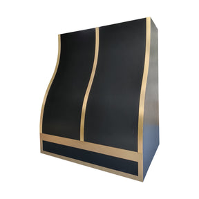 Fobest Custom Black Stainless Steel Range Hood with Brushed Brass Accents FSS-643