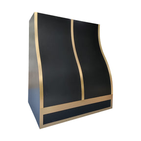 Fobest Custom Black Stainless Steel Range Hood with Brushed Brass Accents FSS-643