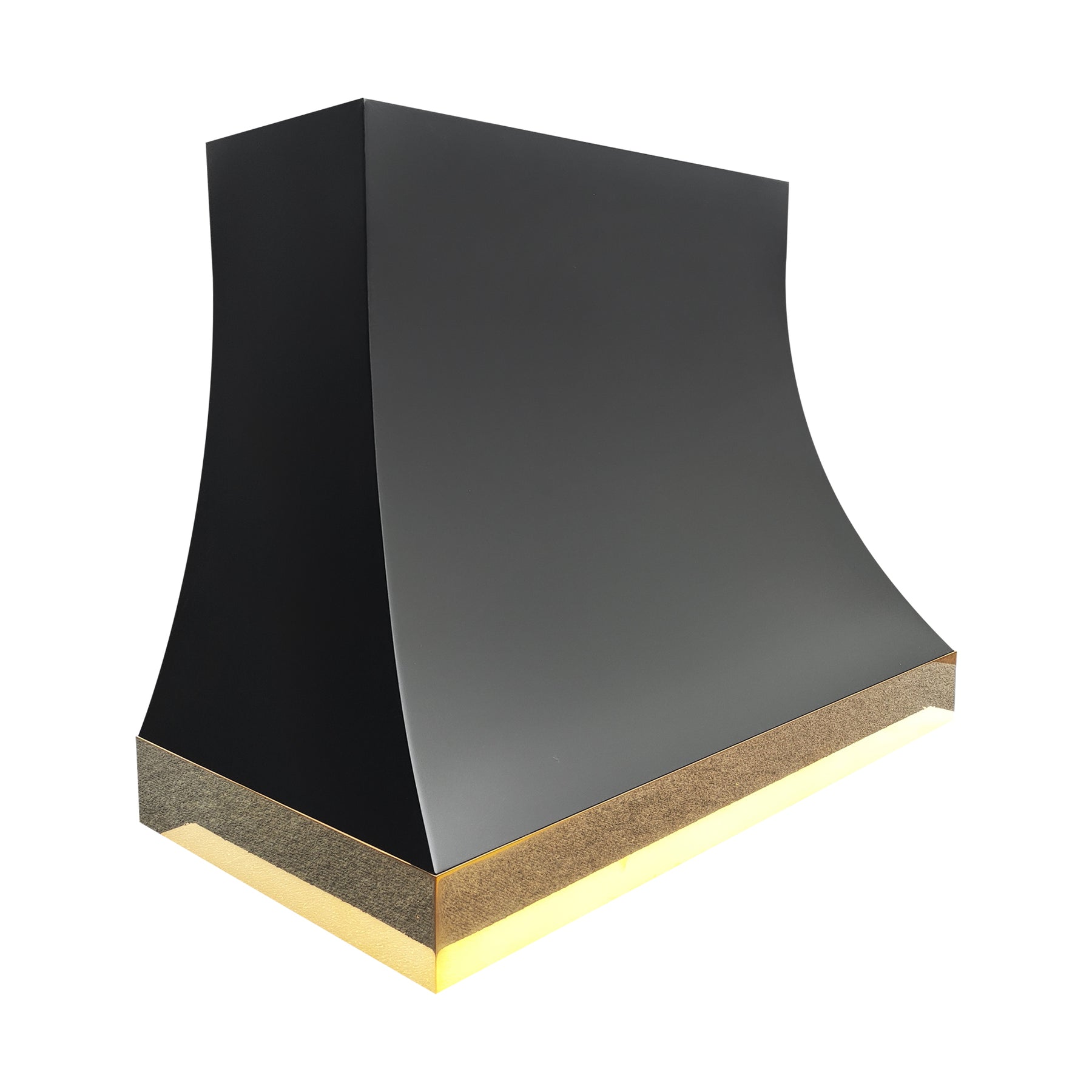 Fobest Custom Black Stainless Steel Range Hood with Polished Brass Accents FSS-642