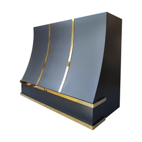 Fobest Custom Black Stainless Steel Range Hood with Polished Brass Accents FSS-612