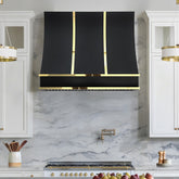 Fobest Custom Black Stainless Steel Range Hood with Polished Brass Accents FSS-612