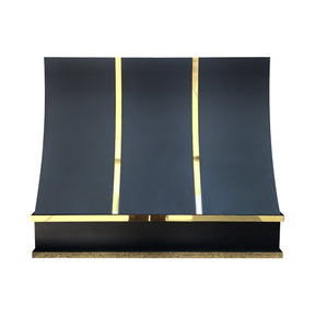 Fobest Custom Black Stainless Steel Range Hood with Polished Brass Accents FSS-612
