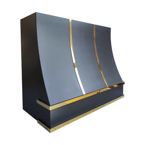 Fobest Custom Black Stainless Steel Range Hood with Polished Brass Accents FSS-612