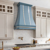 Fobest Custom Blue Stainless Steel Range Hood with Polished Stainless Steel Decor FSS-719
