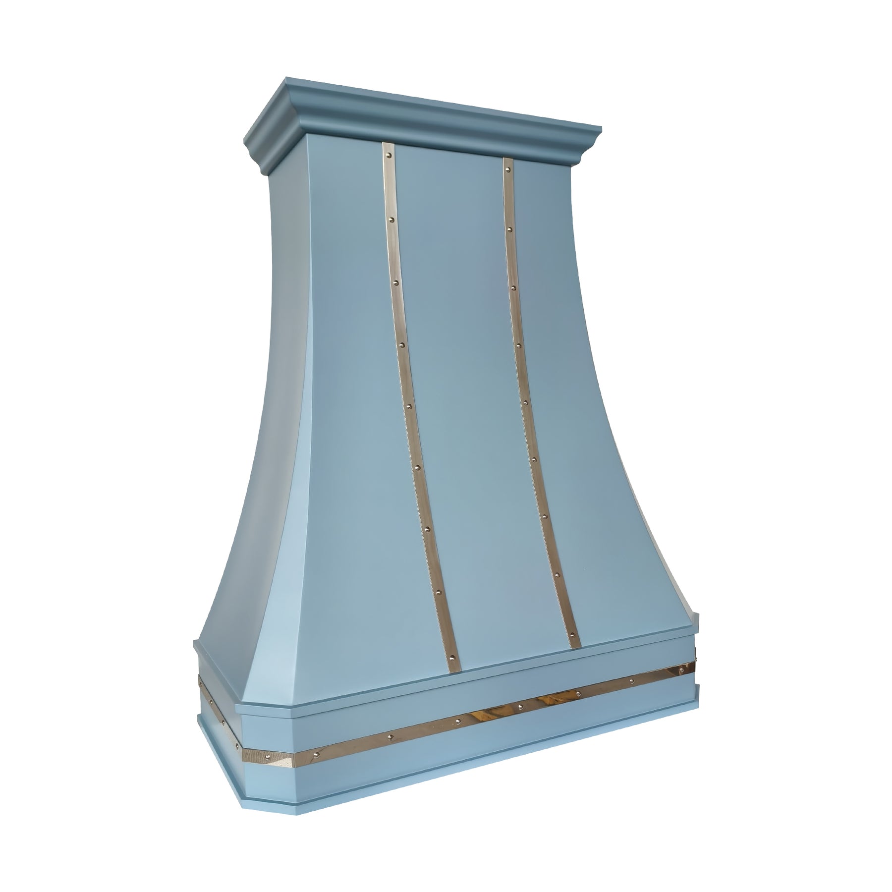Fobest Custom Blue Stainless Steel Range Hood with Polished Stainless Steel Decor FSS-719