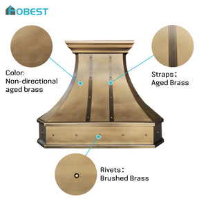 Fobest Custom Brass Range Hood with Curved Design Modern Farmhouse Kitchen Hood FSS-667