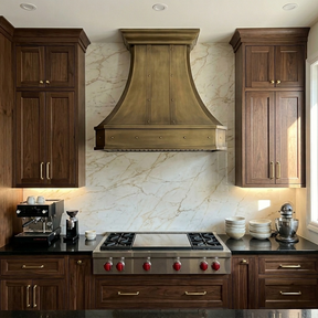 Fobest Custom Brass Range Hood with Curved Design Modern Farmhouse Kitchen Hood FSS-667