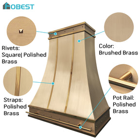 Fobest Custom Brass Range Hood with Layered Finish for Modern Luxury Kitchens  FSS-559