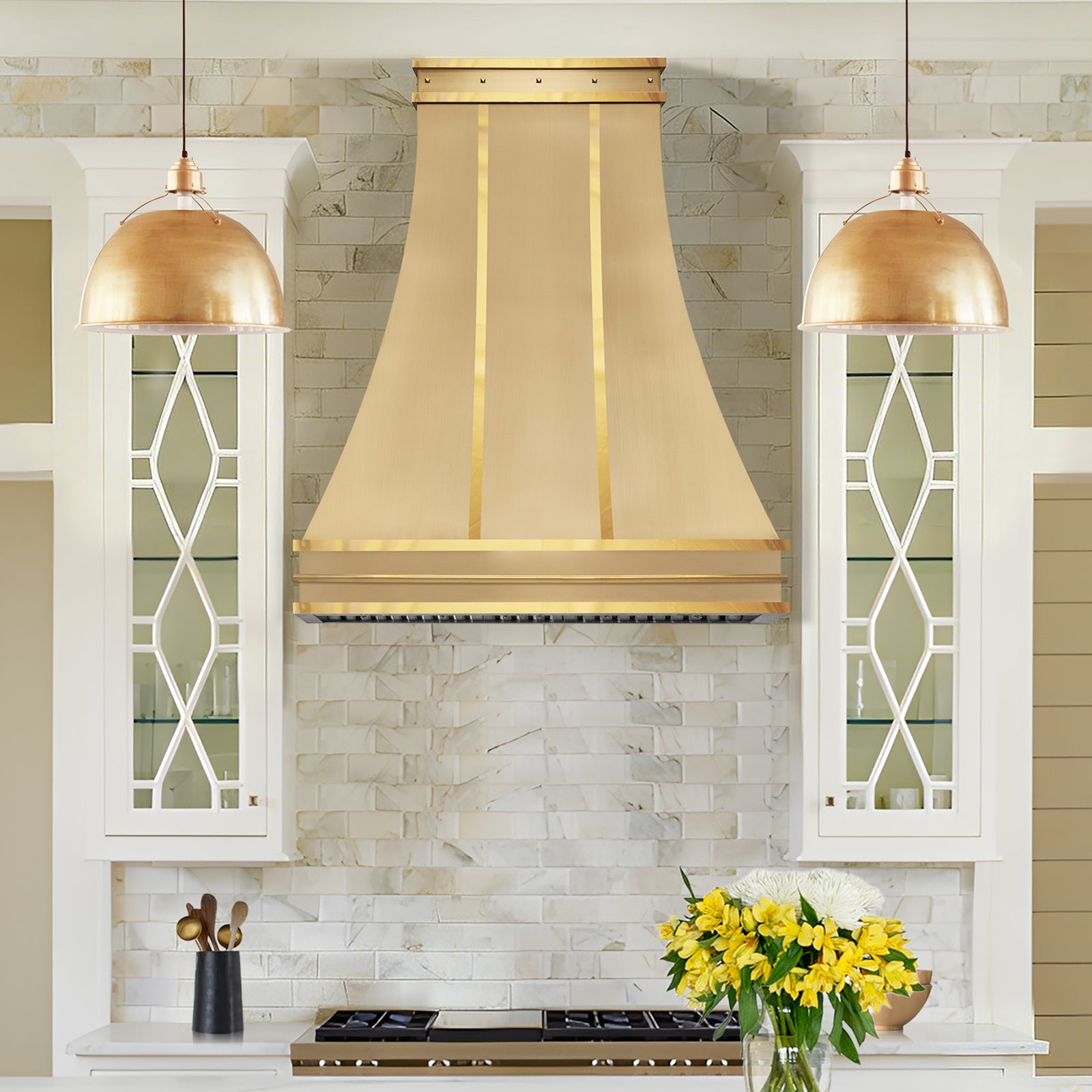Fobest Custom Brass Range Hood with Layered Finish for Modern Luxury Kitchens  FSS-559