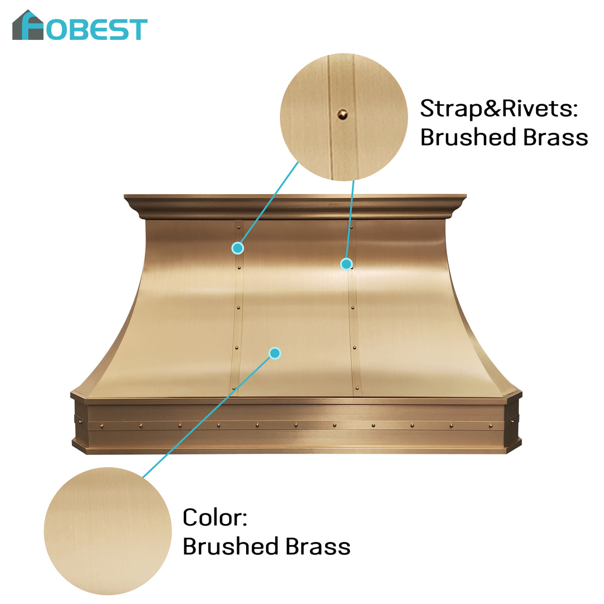 Fobest Custom Brass Range Hood with Luxury California Modern Accent FSS-553