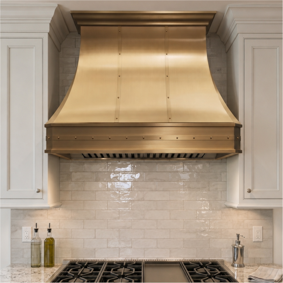 Fobest Custom Brass Range Hood with Luxury California Modern Accent FSS-553