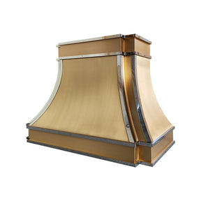 Fobest Custom Brass Range Hood with Polished Strap Accents FSS-548