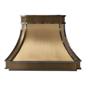 Fobest Custom Brass Range Hood with Polished Strap Accents FSS-548