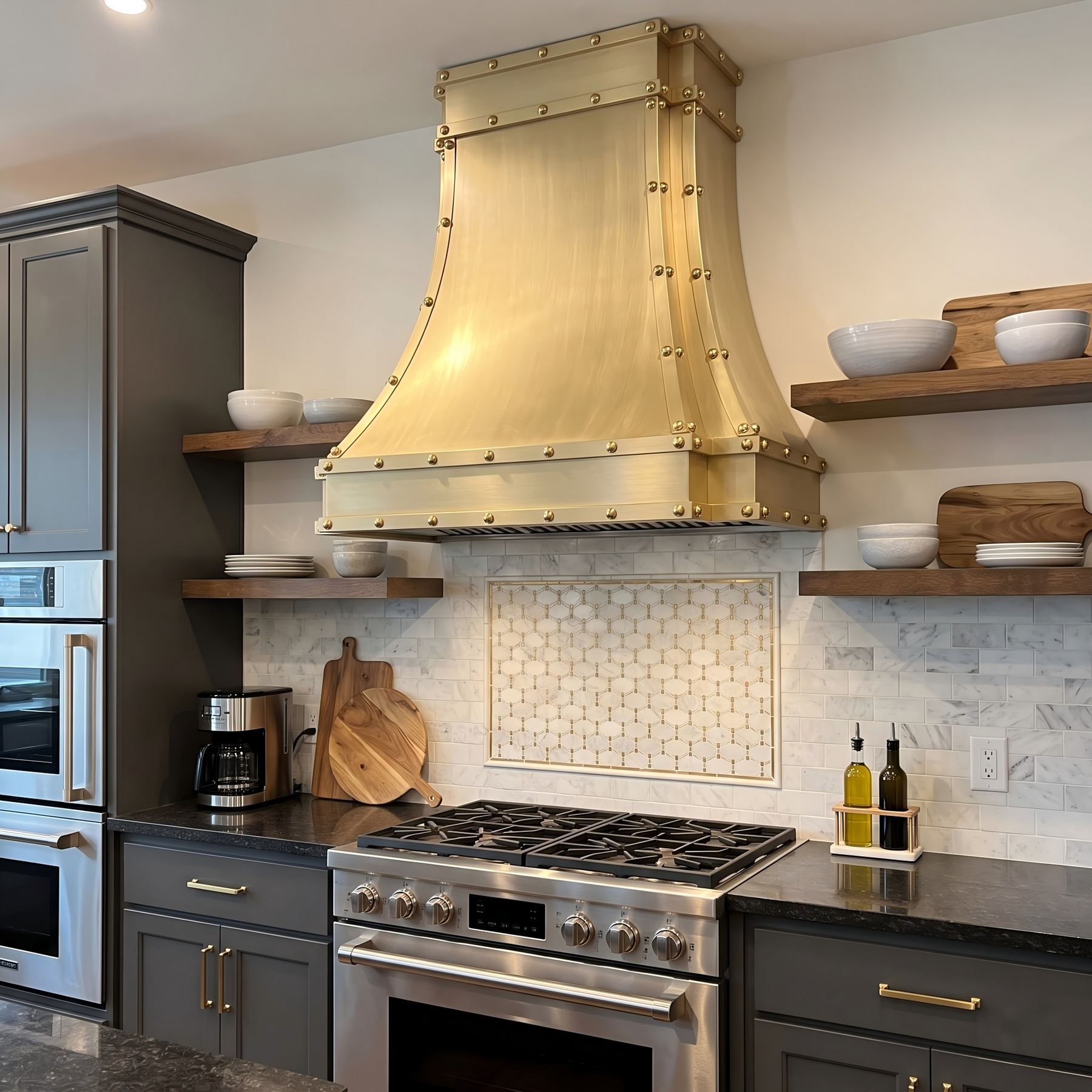 Fobest Custom Brass Range Hood with Rivets FSS-345