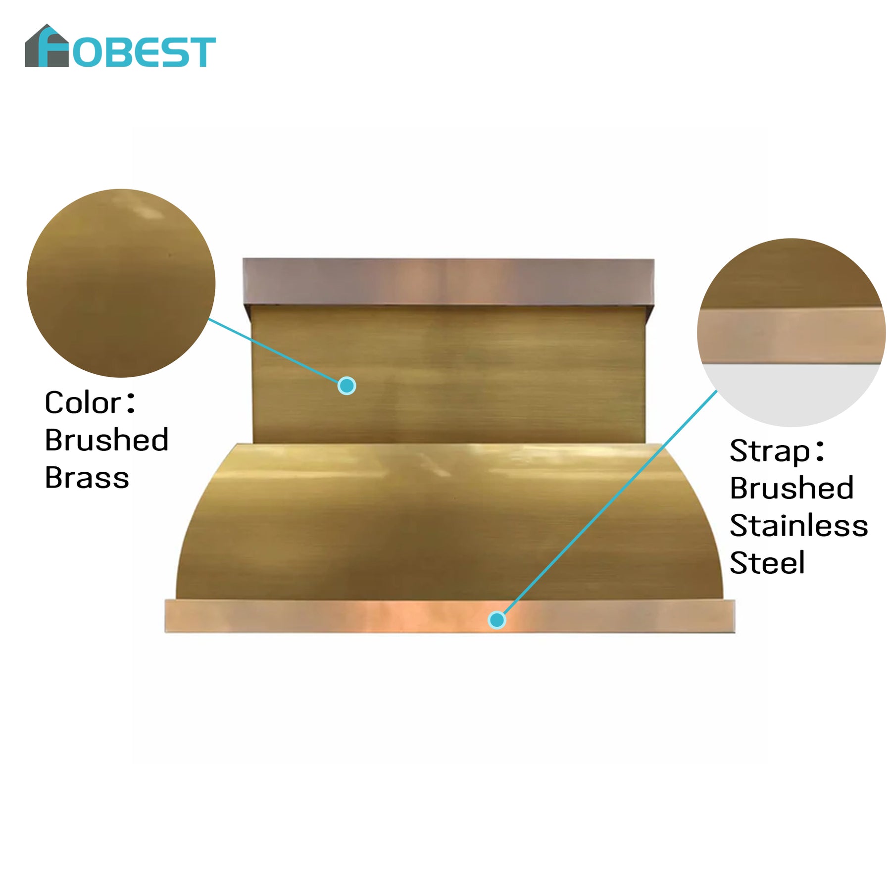 Fobest Custom Brass Range Hood with Stainless Steel Accent FSS-189