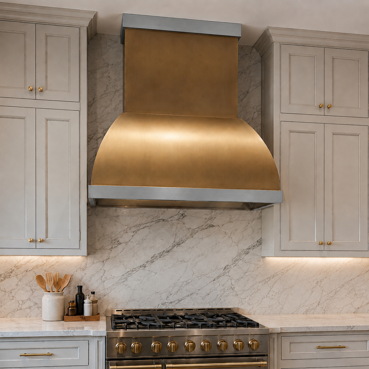 Fobest Custom Brass Range Hood with Stainless Steel Accent FSS-189