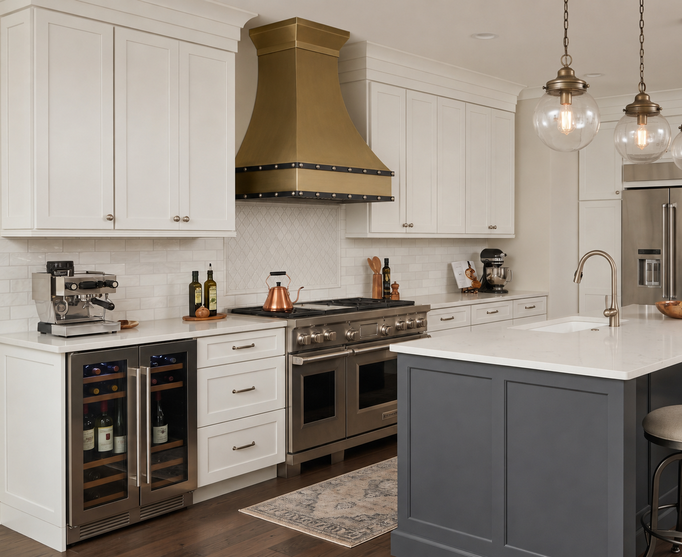 Fobest Custom Brass Range Hood with stainless steel accent FSS-192