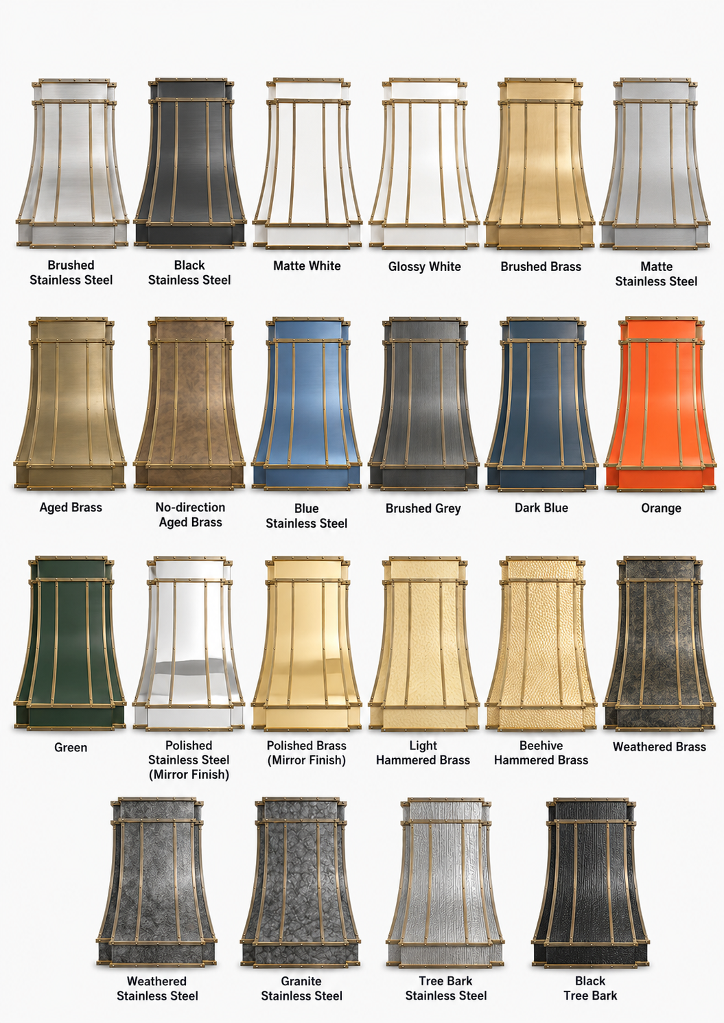 Fobest Custom Brass Vent Hood with Dark Rivet Straps FSS-434