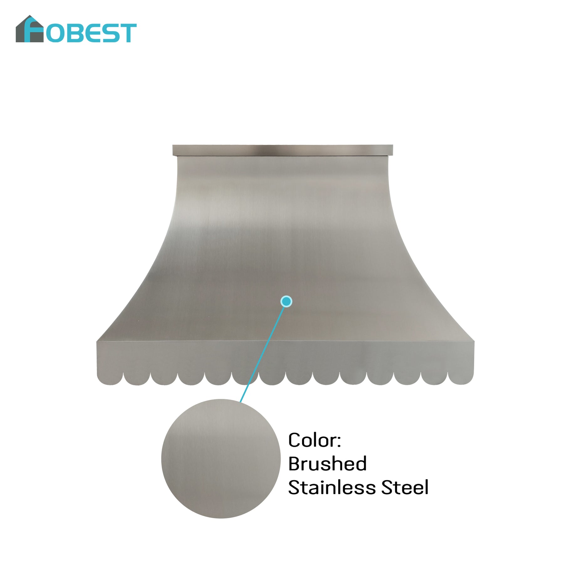 Fobest Custom Brushed Stainless Steel Metal Range Hood with Wave Design FSS-688