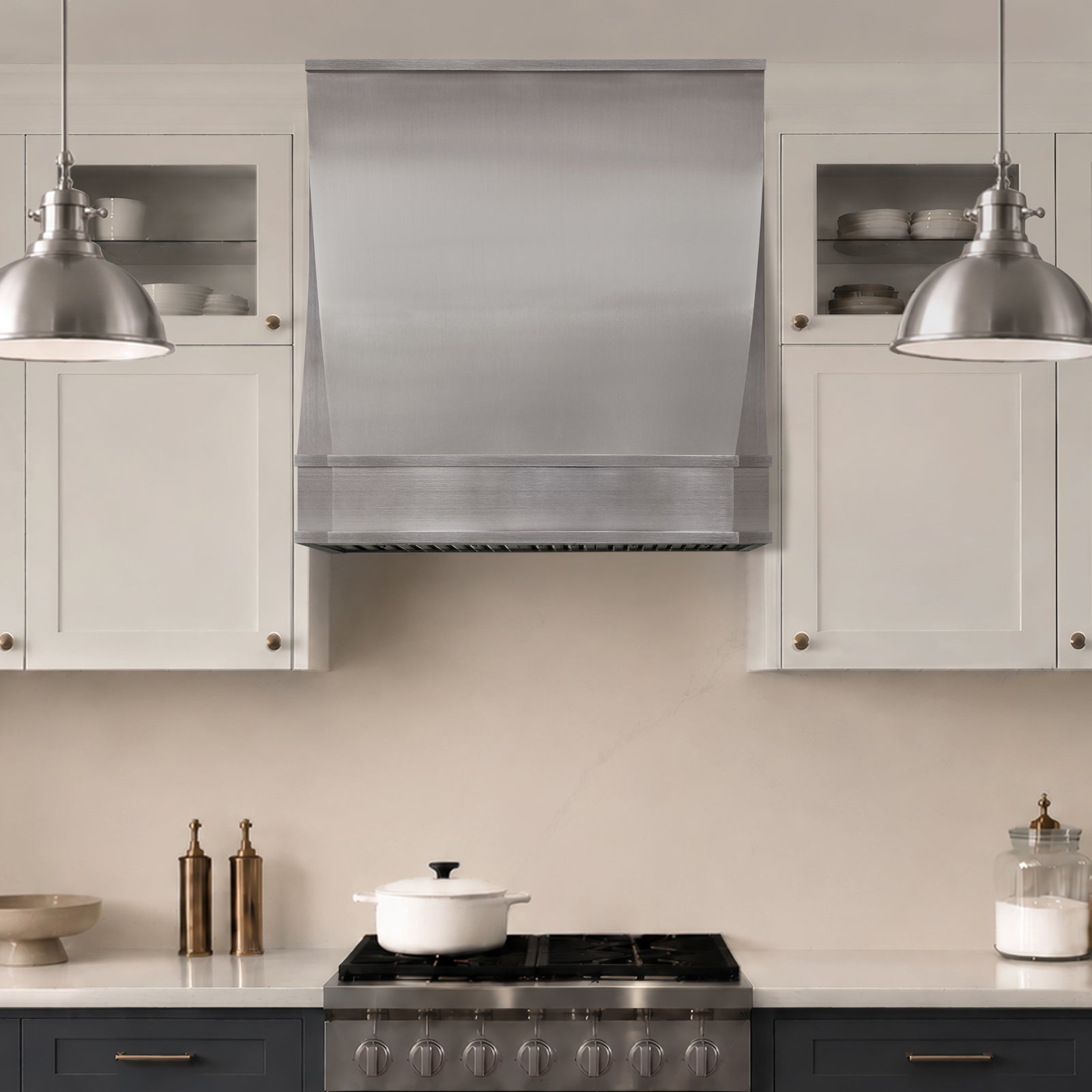 Fobest Custom Brushed Stainless Steel Range Hood in Geometric Design FSS-680