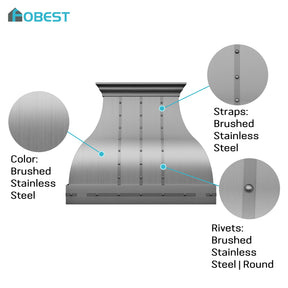 Fobest Custom Brushed Stainless Steel Range Hood with Rivet Detail FSS-658
