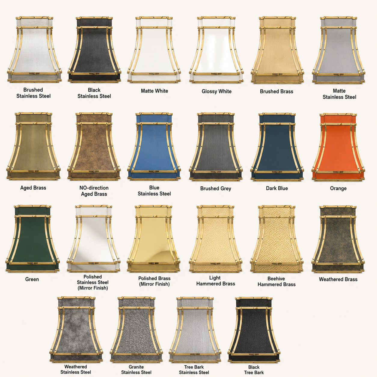 Fobest Custom California Brass Range Hood with Polished Brass Strap Details FSS-606