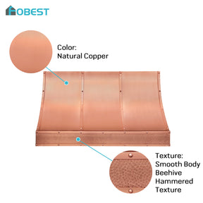 Fobest Custom Classic Copper Range Hood with Hammered Apron Design FCP-378