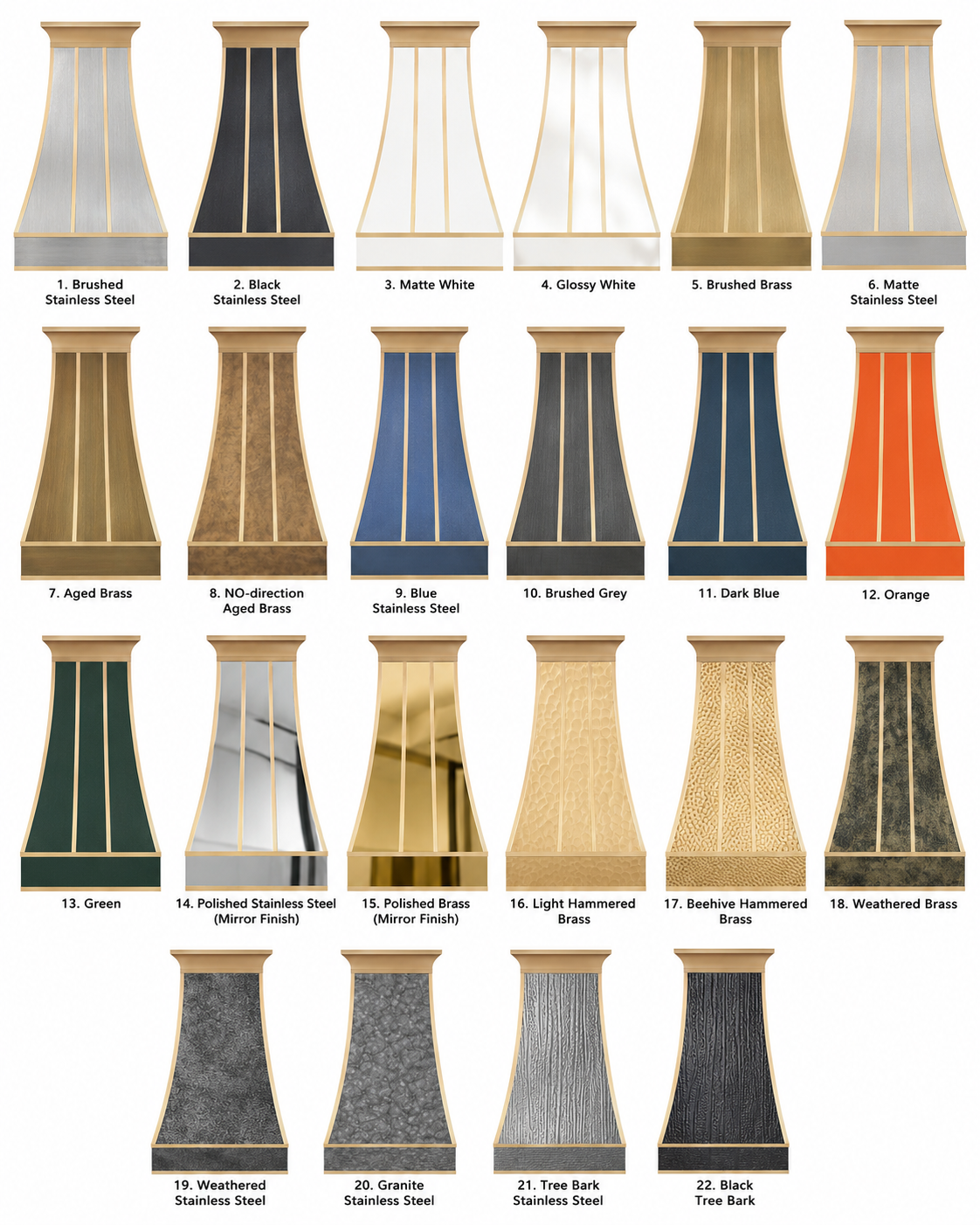 Fobest Custom Classic Curved Stainless Steel Range Hood with Brass Straps FSS-613
