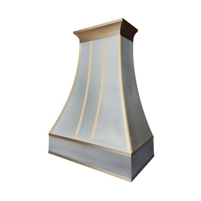 Fobest Custom Classic Curved Stainless Steel Range Hood with Brass Straps FSS-613
