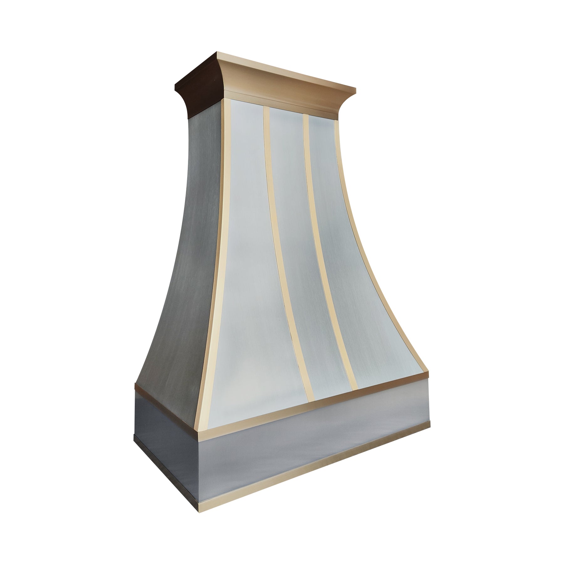 Fobest Custom Classic Curved Stainless Steel Range Hood with Brass Straps FSS-613