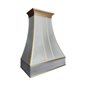 Fobest Custom Classic Curved Stainless Steel Range Hood with Brass Straps FSS-613