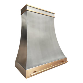 Fobest Custom Classic Range Hood in Brushed Stainless Steel with Brass Accents FSS-591