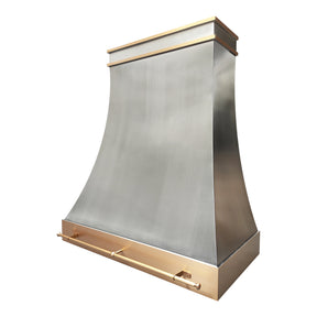 Fobest Custom Classic Range Hood in Brushed Stainless Steel with Brass Accents FSS-591