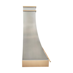 Fobest Custom Classic Range Hood in Brushed Stainless Steel with Brass Accents FSS-591