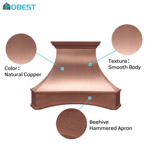 Fobest Custom Copper Hood Vent with Arched Apron FCP-280