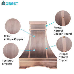 Fobest Custom Copper Range Hood Arched Apron FCP-358