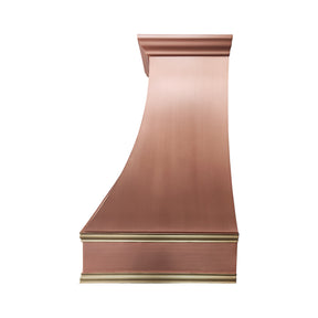 Fobest Custom Copper Range Hood with Brushed Brass Straps FCP-364