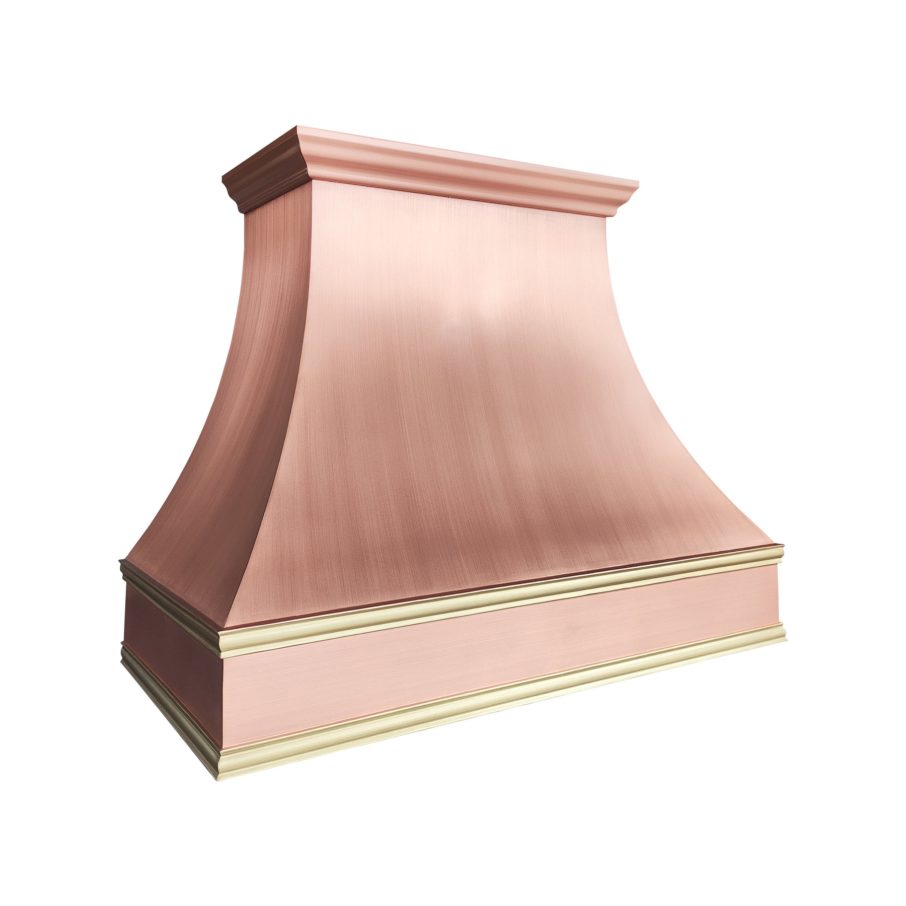 Fobest Custom Copper Range Hood with Brushed Brass Straps FCP-364