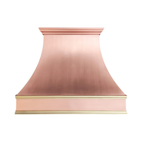 Fobest Custom Copper Range Hood with Brushed Brass Straps FCP-364