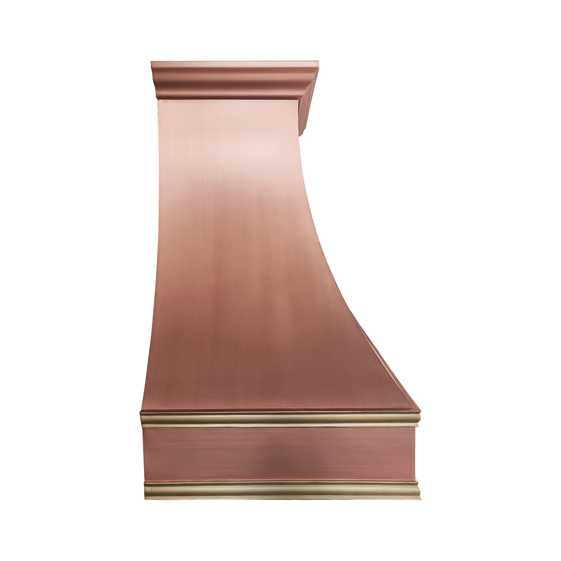 Fobest Custom Copper Range Hood with Brushed Brass Straps FCP-364