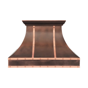 Fobest Custom Copper Range Hood with Natural Copper Straps FCP-375