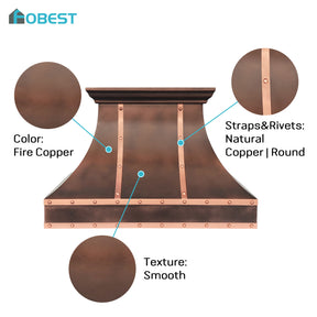 Fobest Custom Copper Range Hood with Natural Copper Straps FCP-375