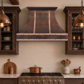 Fobest Custom Copper Range Hood with Natural Copper Straps FCP-375