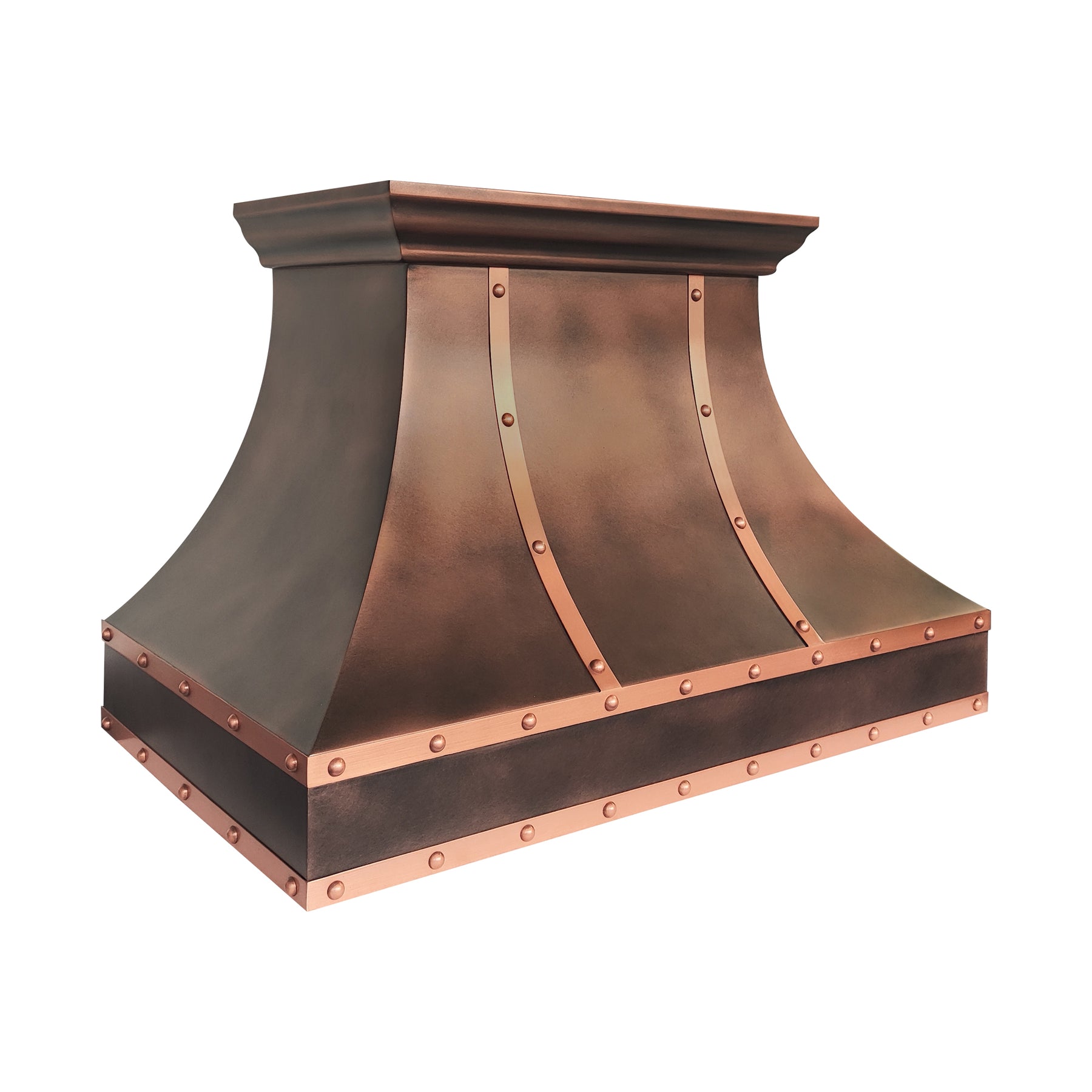 Fobest Custom Copper Range Hood with Natural Copper Straps FCP-375