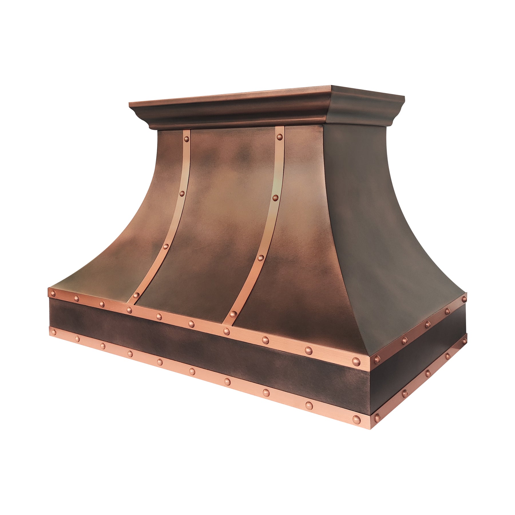 Fobest Custom Copper Range Hood with Natural Copper Straps FCP-375